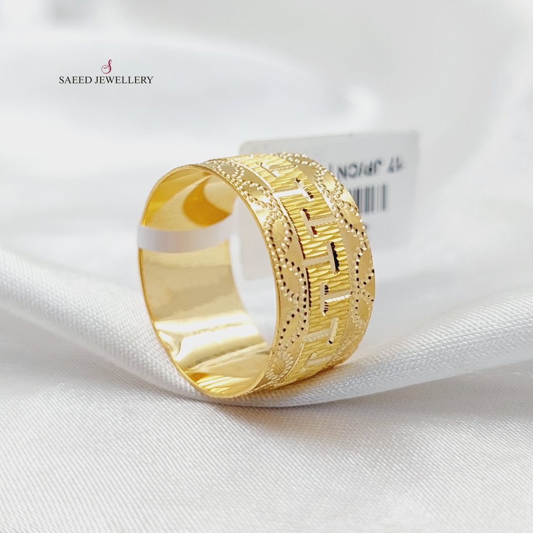 21K Gold CNC Wide Wedding Ring by Saeed Jewelry - Image 2