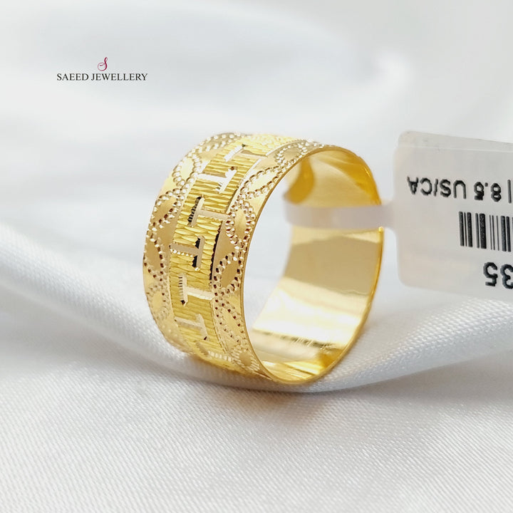 21K Gold CNC Wide Wedding Ring by Saeed Jewelry - Image 3