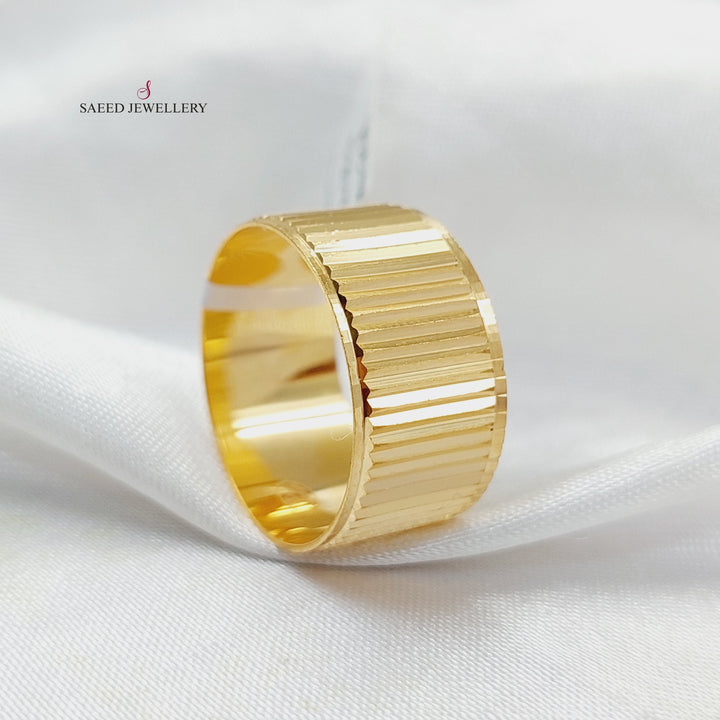 21K Gold CNC Wide Wedding Ring by Saeed Jewelry - Image 2