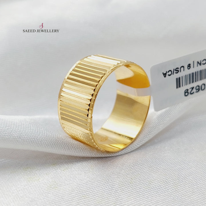 21K Gold CNC Wide Wedding Ring by Saeed Jewelry - Image 3