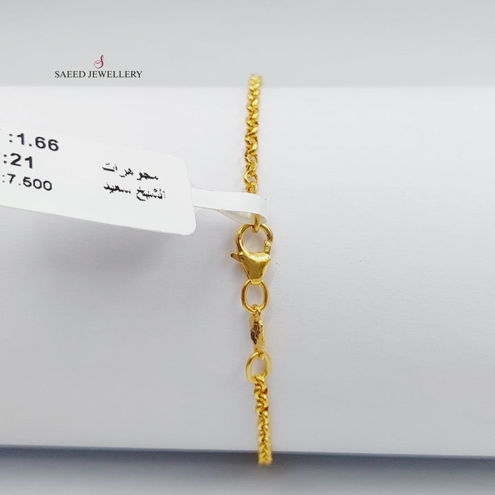 21K Gold Cable Bracelet by Saeed Jewelry - Image 3