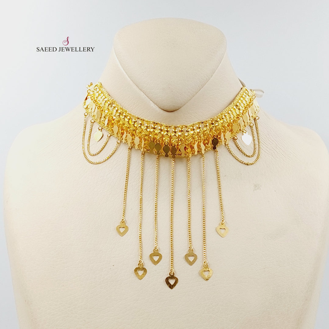 21K Gold Fancy Choker Necklace by Saeed Jewelry - Image 3