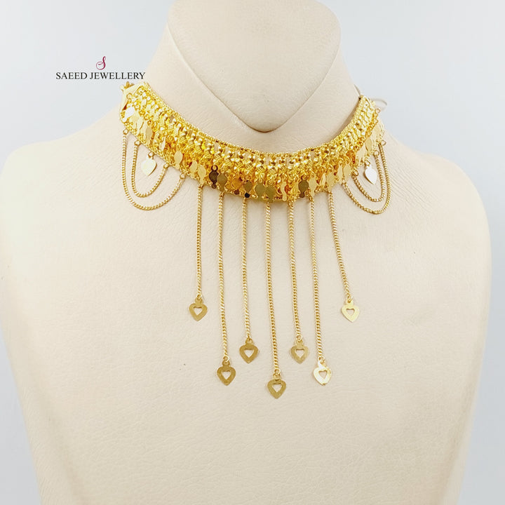 21K Gold Fancy Choker Necklace by Saeed Jewelry - Image 4