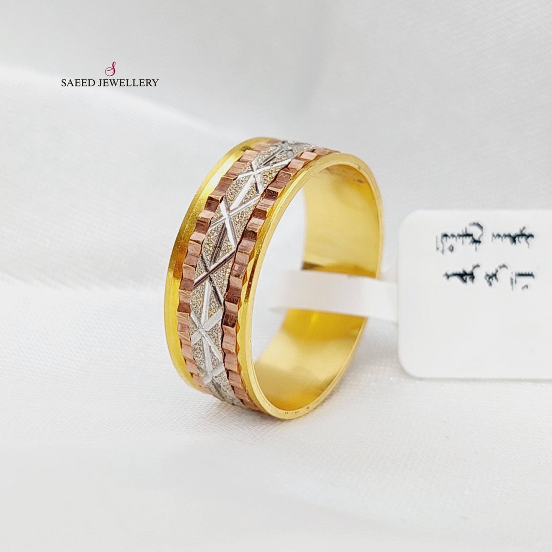 Colored CNC Wedding Ring <span style="font-size: 0.875rem;">Made of 21K Yellow Gold</span> by Saeed Jewelry-22833