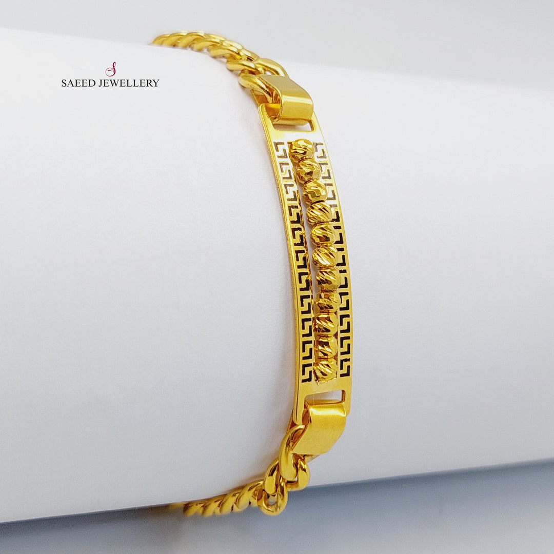 21K Gold Cuban Links Bar Bracelet by Saeed Jewelry - Image 2