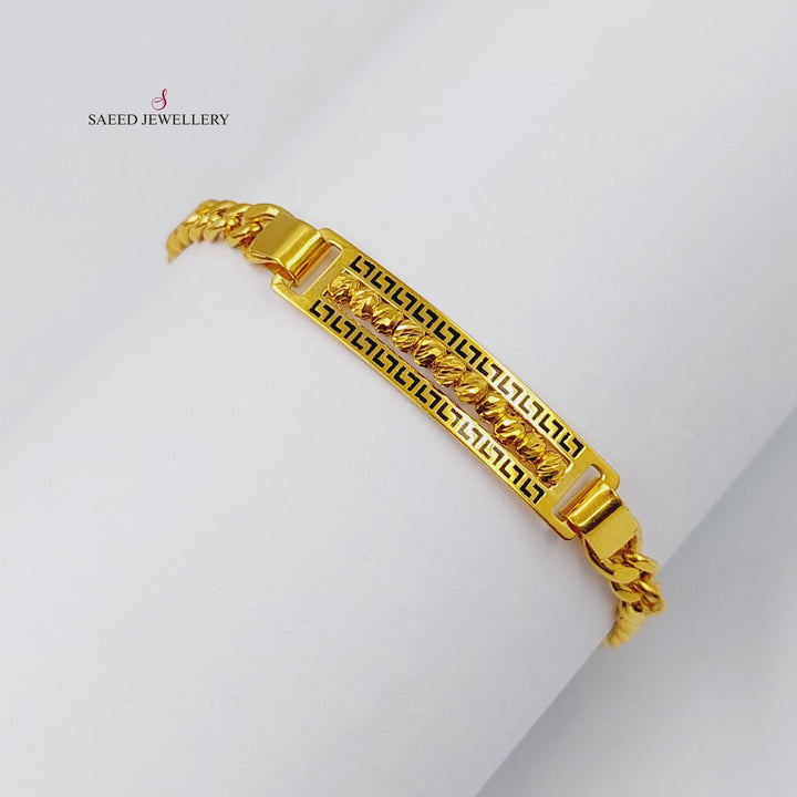 21K Gold Cuban Links Bar Bracelet by Saeed Jewelry - Image 5