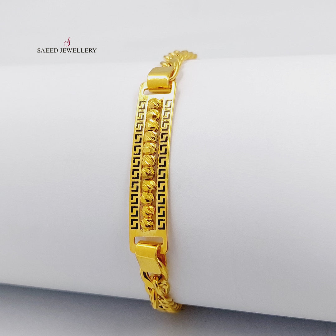 21K Gold Cuban Links Bar Bracelet by Saeed Jewelry - Image 1