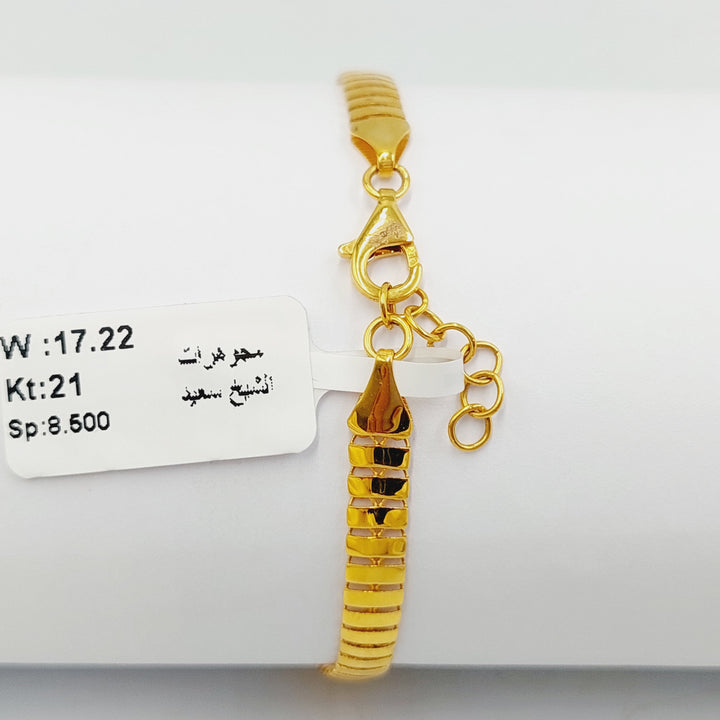 21K Gold Cuban Links Bracelet by Saeed Jewelry - Image 3