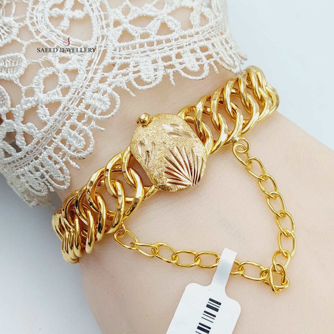 Cuban Links Bracelet  Made Of 21K Yellow Gold by Saeed Jewelry-29003