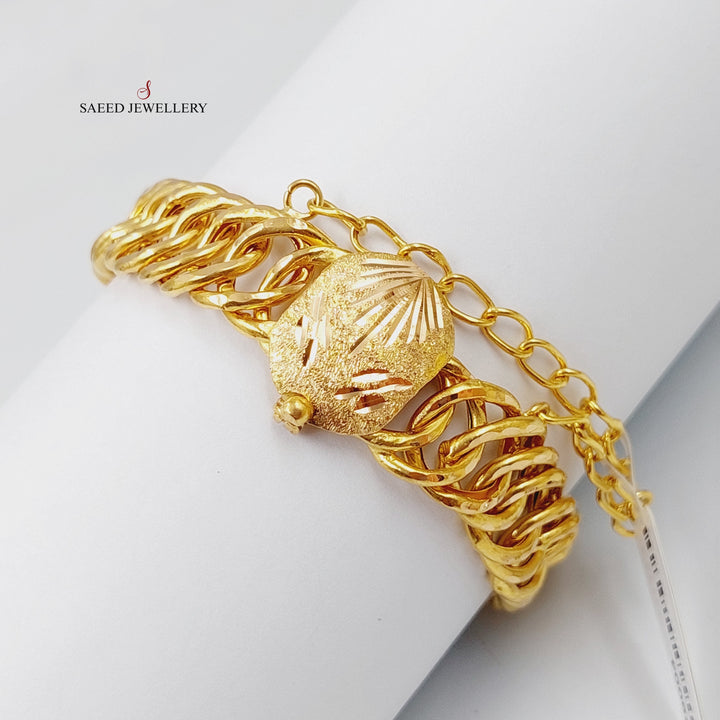 21K Gold Cuban Links Bracelet by Saeed Jewelry - Image 1