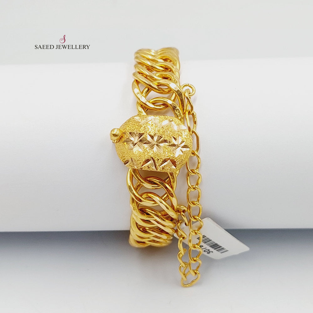 21K Gold Cuban Links Bracelet by Saeed Jewelry - Image 2