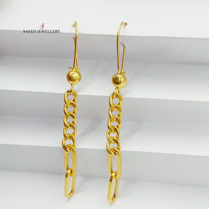 21K Gold Cuban Links Earrings by Saeed Jewelry - Image 4