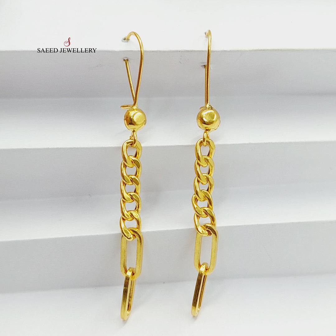 21K Gold Cuban Links Earrings by Saeed Jewelry - Image 1