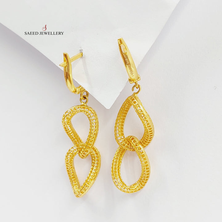 21K Gold Cuban Links Earrings by Saeed Jewelry - Image 3