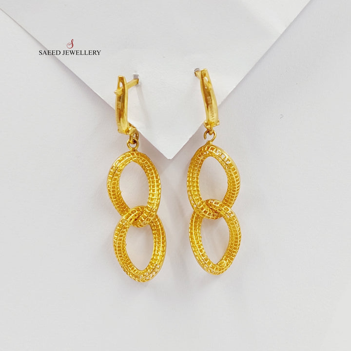 21K Gold Cuban Links Earrings by Saeed Jewelry - Image 1