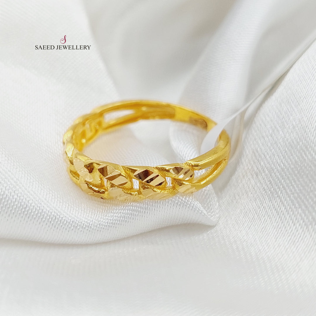 21K Gold Cuban Links Ring by Saeed Jewelry - Image 3