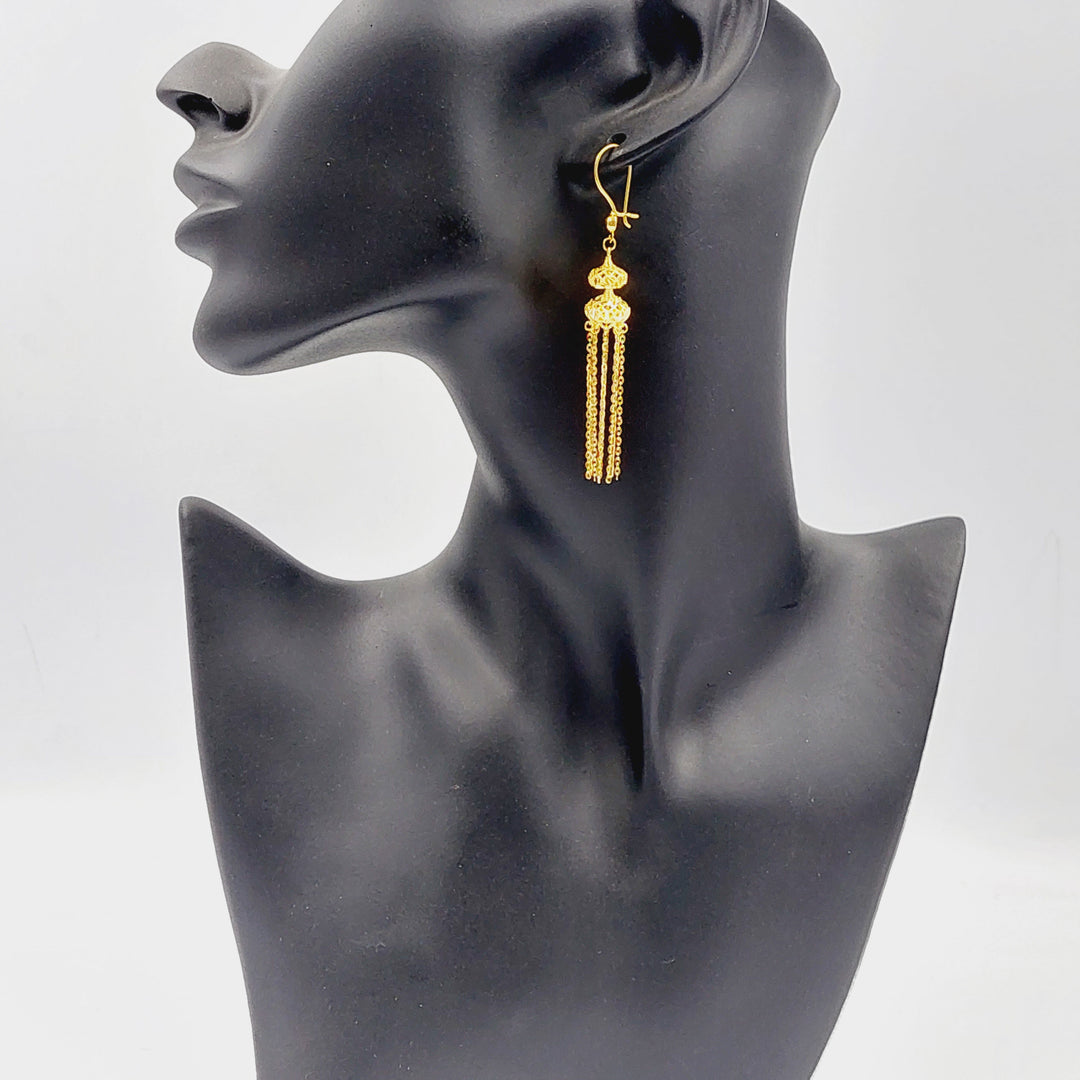 21K Gold Dandash Bell Earrings by Saeed Jewelry - Image 3