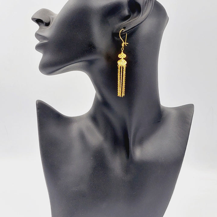 21K Gold Dandash Bell Earrings by Saeed Jewelry - Image 3