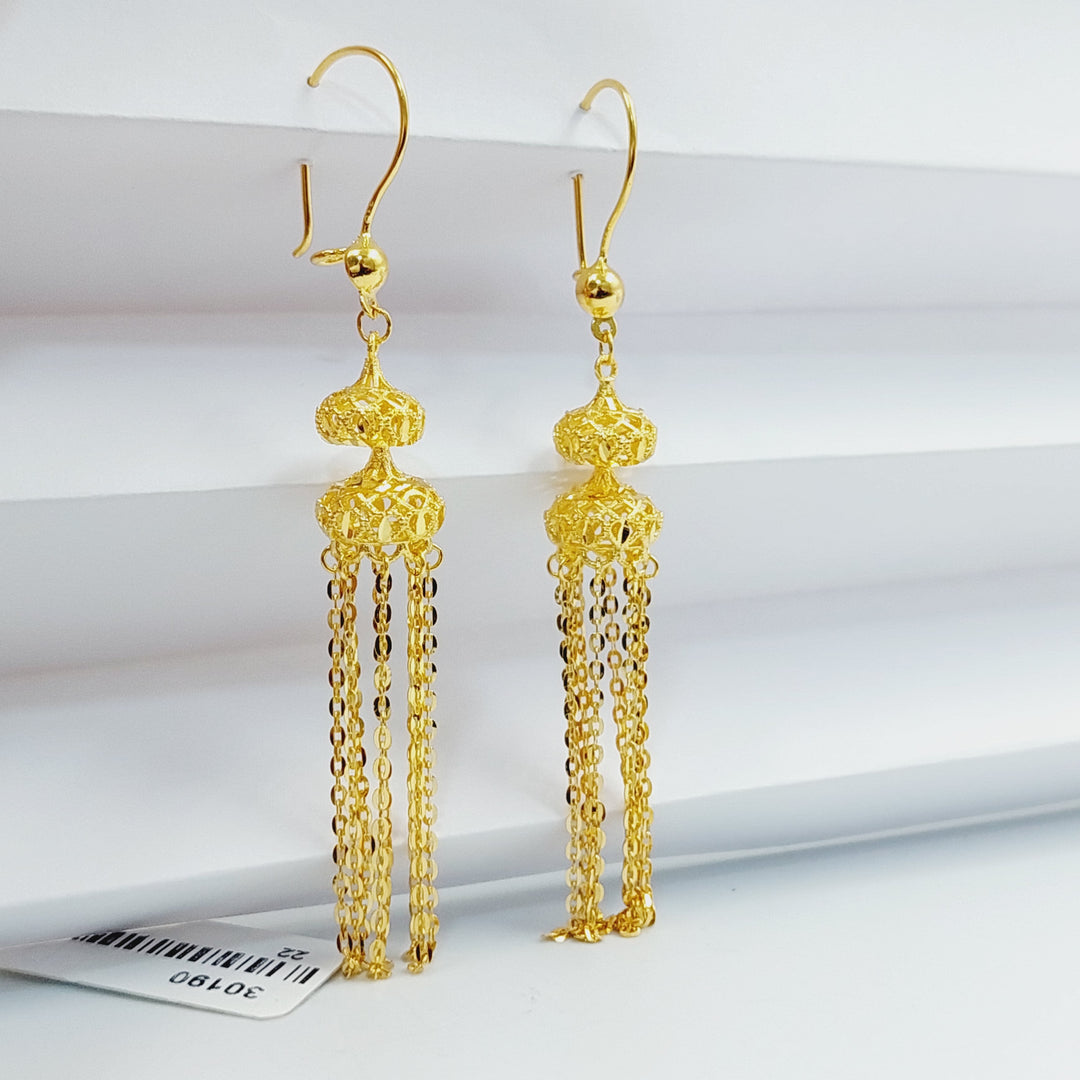 21K Gold Dandash Bell Earrings by Saeed Jewelry - Image 4