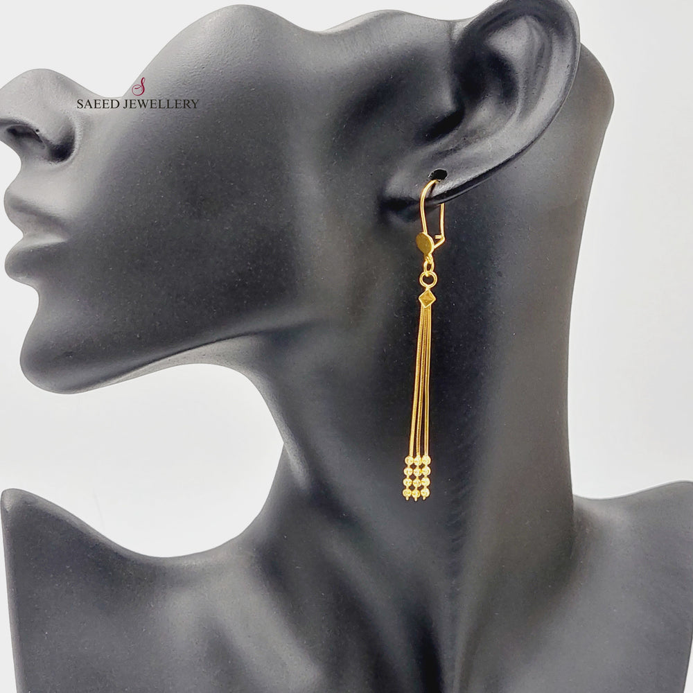 21K Gold Dandash Fancy Earrings by Saeed Jewelry - Image 2