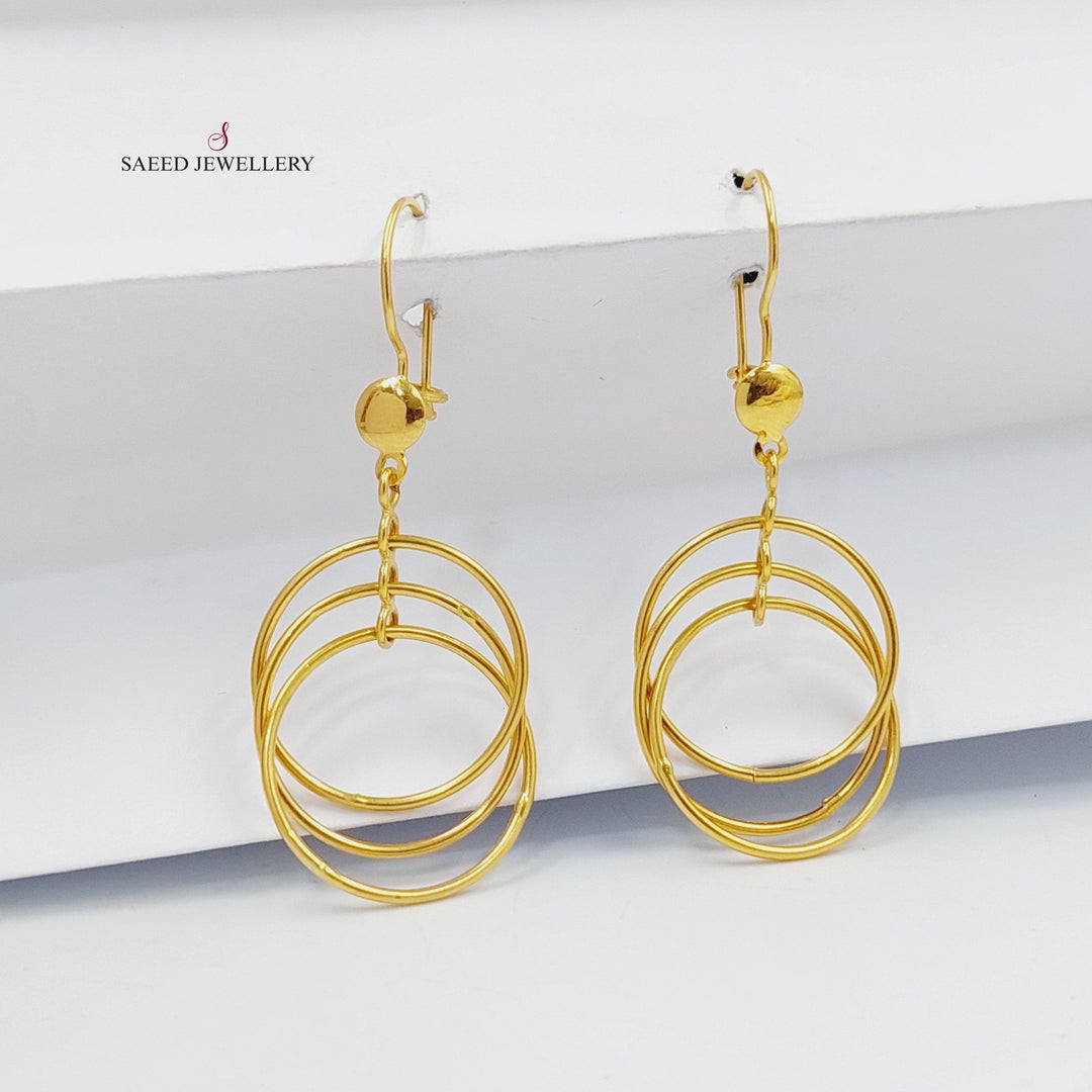 21K Gold Dandash Heart Earrings by Saeed Jewelry - Image 3