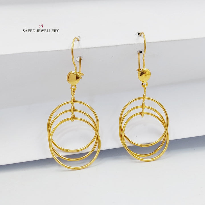 21K Gold Dandash Heart Earrings by Saeed Jewelry - Image 3