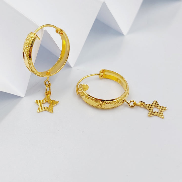 21K Gold Dandash Hoop Earrings by Saeed Jewelry - Image 3
