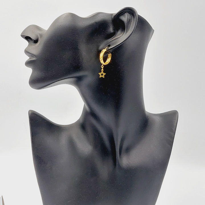 21K Gold Dandash Hoop Earrings by Saeed Jewelry - Image 4