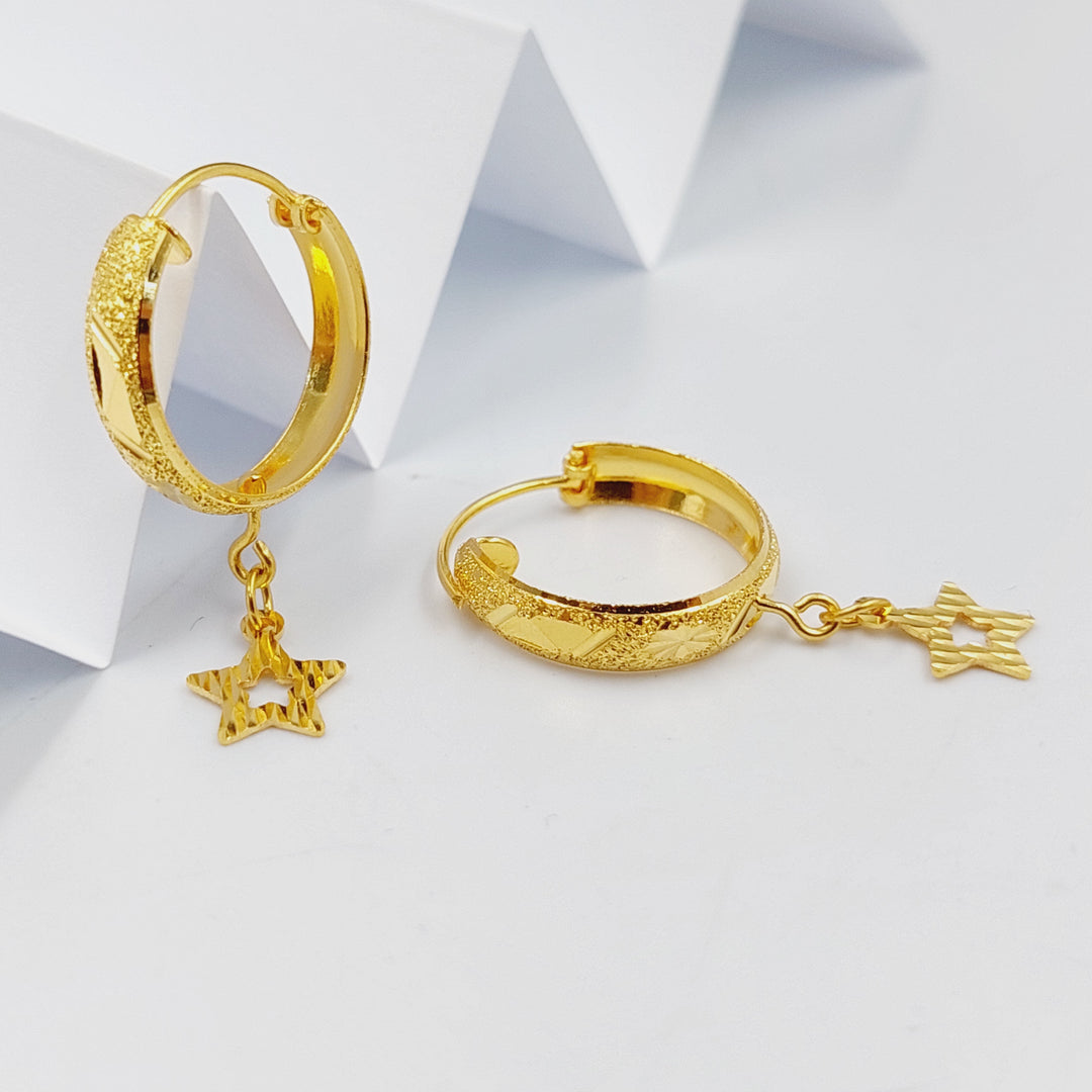 21K Gold Dandash Hoop Earrings by Saeed Jewelry - Image 1