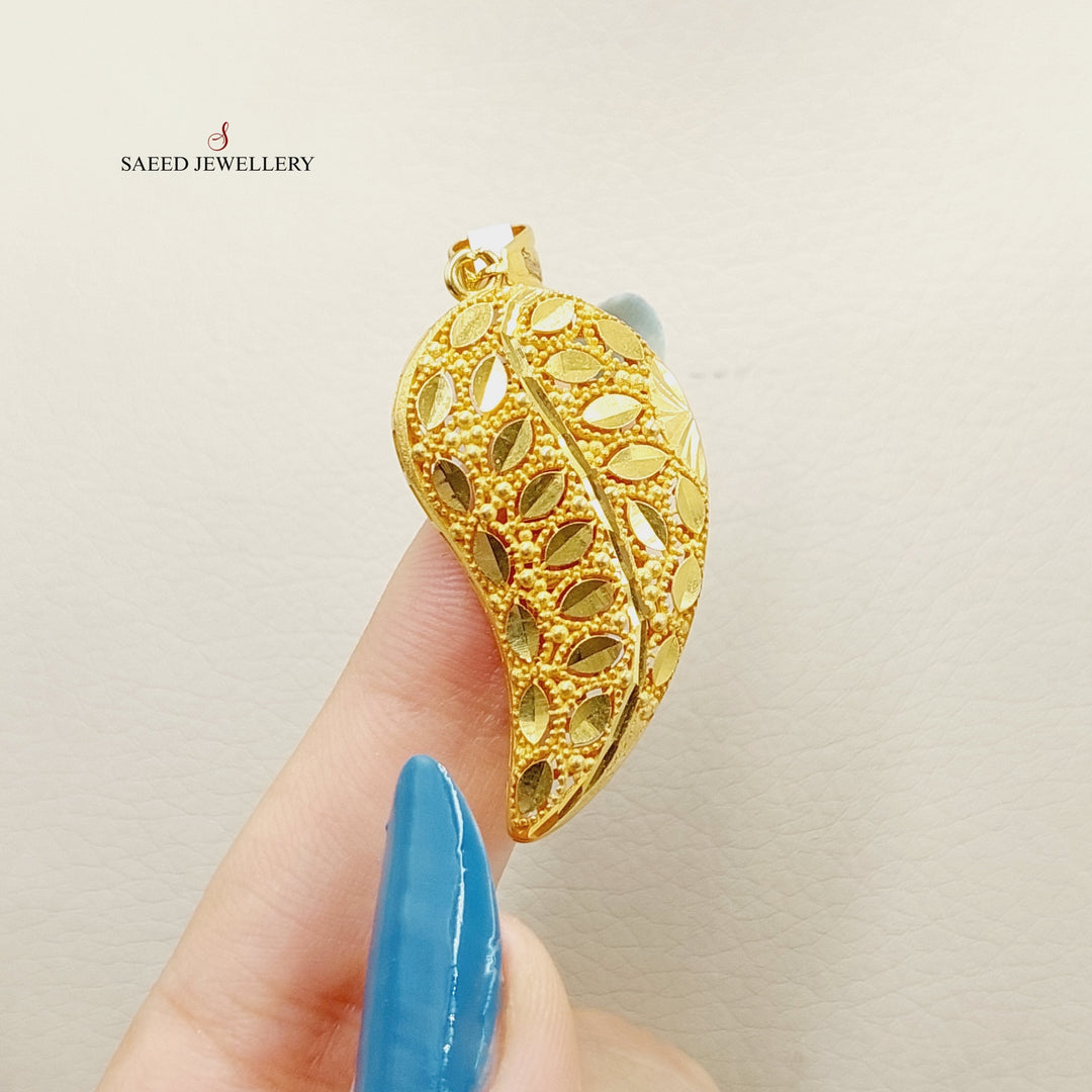 21K Gold Deluxe Almond Pendant by Saeed Jewelry - Image 2