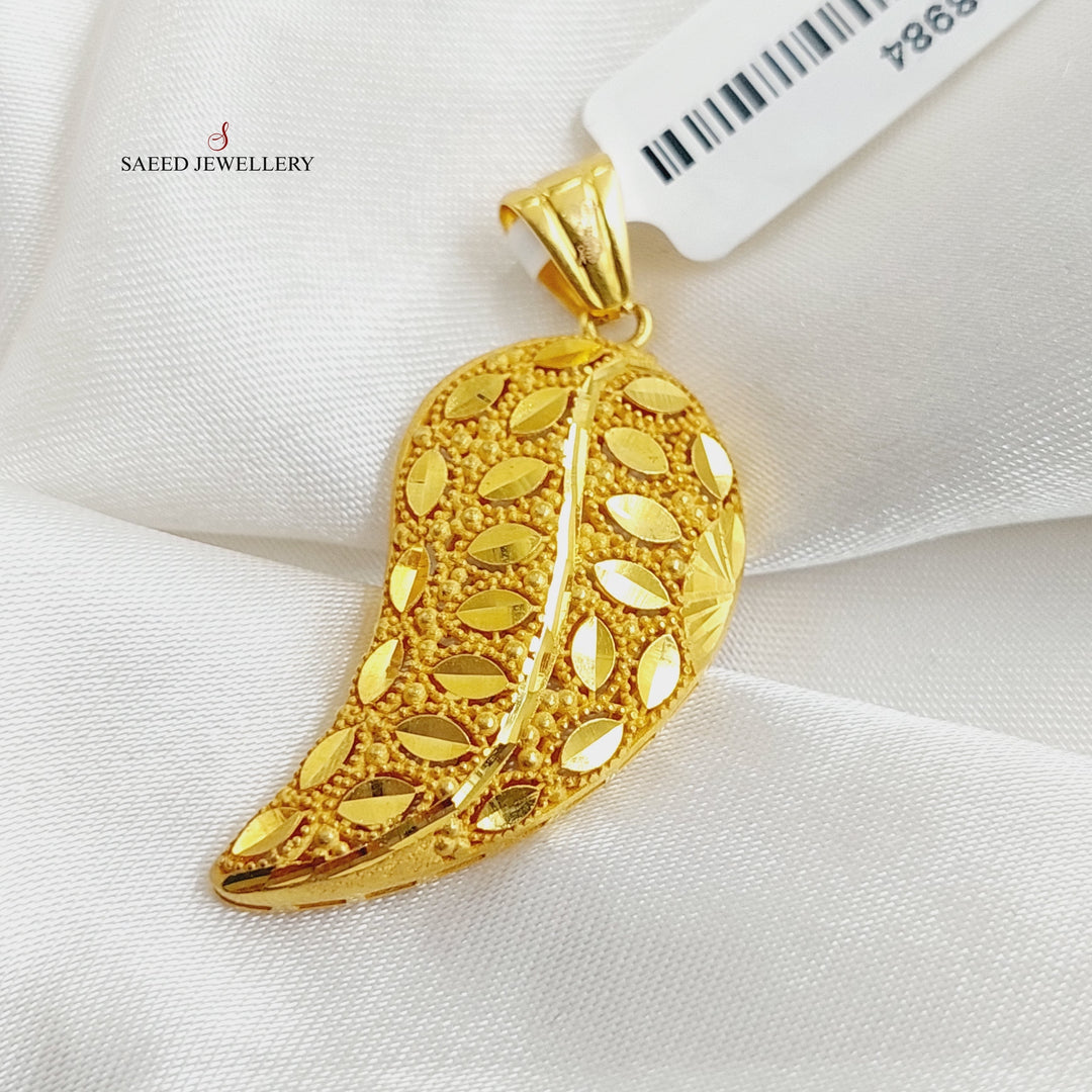 21K Gold Deluxe Almond Pendant by Saeed Jewelry - Image 3