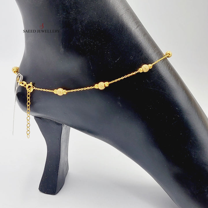 21K Gold Deluxe Balls Anklet by Saeed Jewelry - Image 4