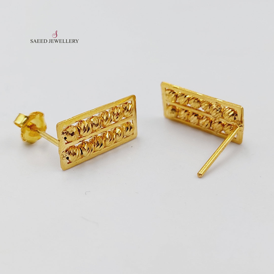 21K Gold Deluxe Balls Earrings by Saeed Jewelry - Image 3