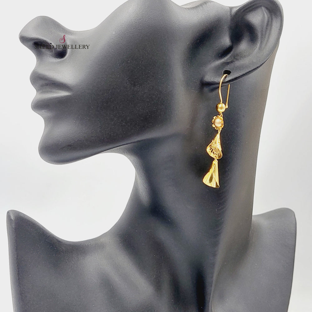 21K Gold Deluxe Bell Earrings by Saeed Jewelry - Image 2