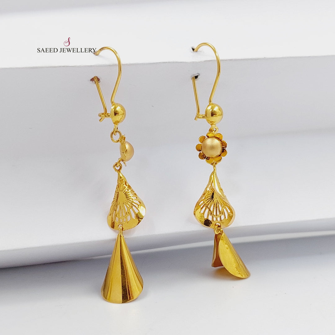 21K Gold Deluxe Bell Earrings by Saeed Jewelry - Image 3