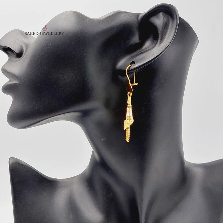 21K Gold Deluxe Bell Earrings by Saeed Jewelry - Image 3