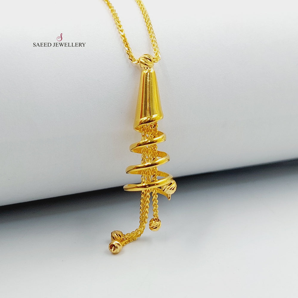 21K Gold Deluxe Bell Necklace by Saeed Jewelry - Image 2