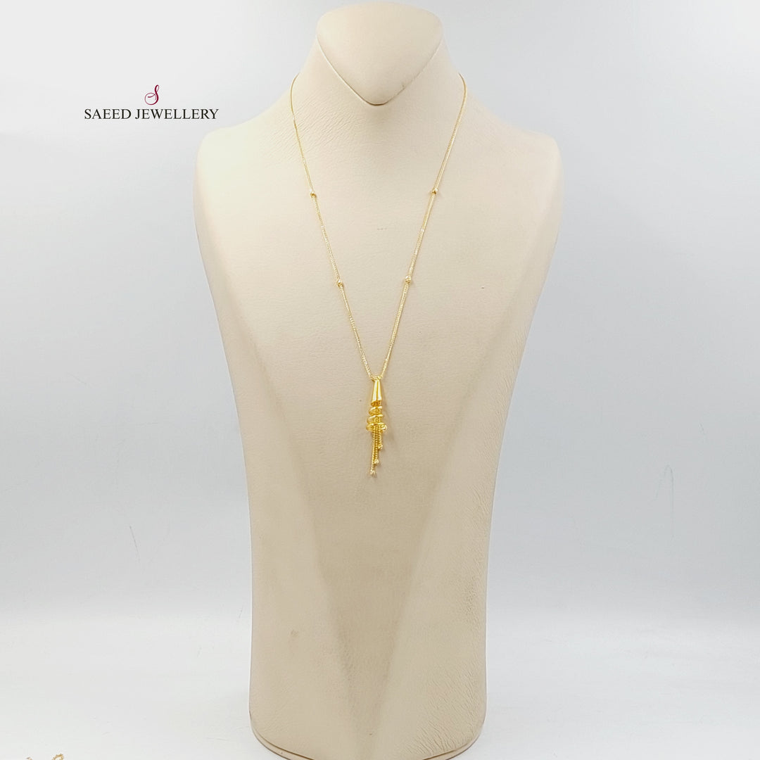 21K Gold Deluxe Bell Necklace by Saeed Jewelry - Image 3