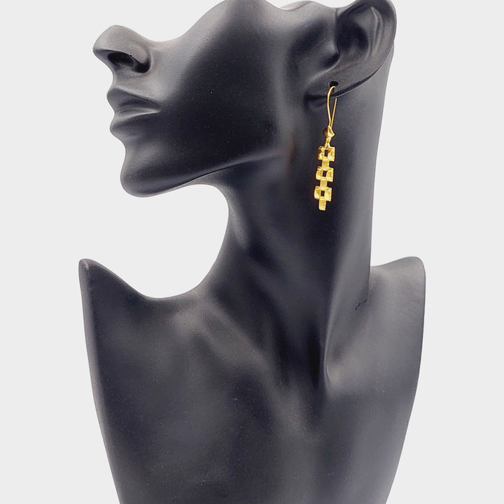 21K Gold Deluxe Cuban Links Earrings by Saeed Jewelry - Image 3