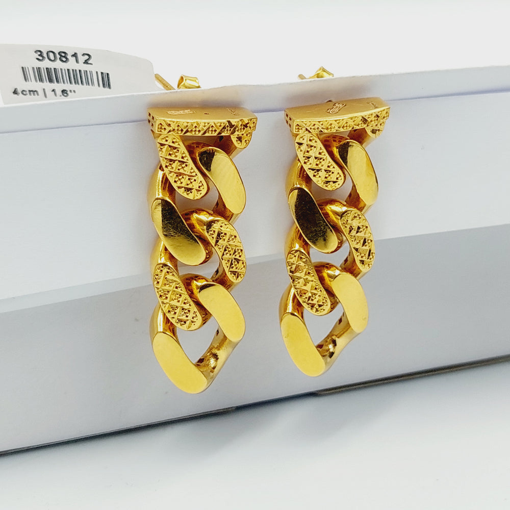 21K Gold Deluxe Cuban Links Earrings by Saeed Jewelry - Image 2