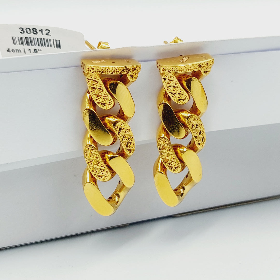 21K Gold Deluxe Cuban Links Earrings by Saeed Jewelry - Image 2