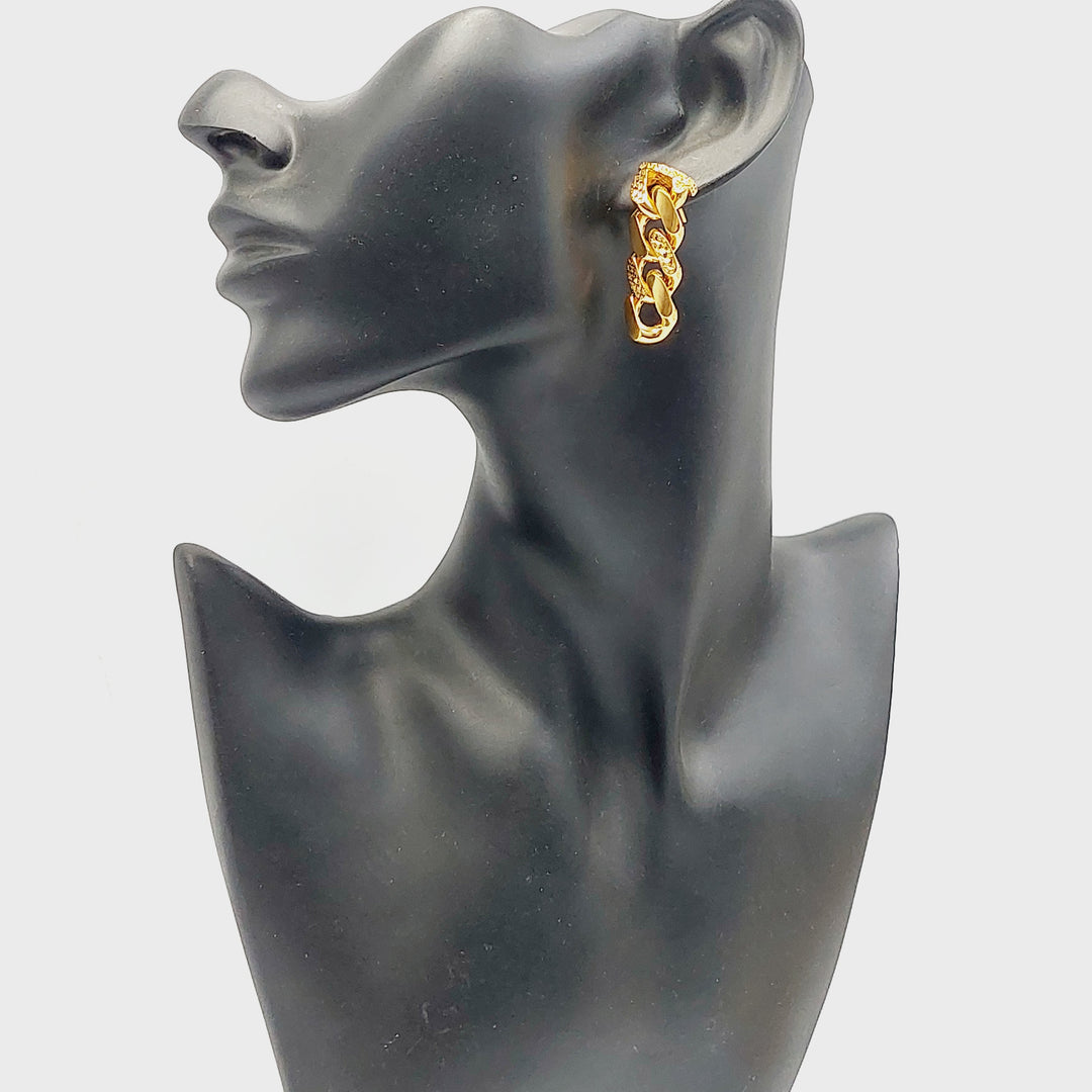 21K Gold Deluxe Cuban Links Earrings by Saeed Jewelry - Image 5