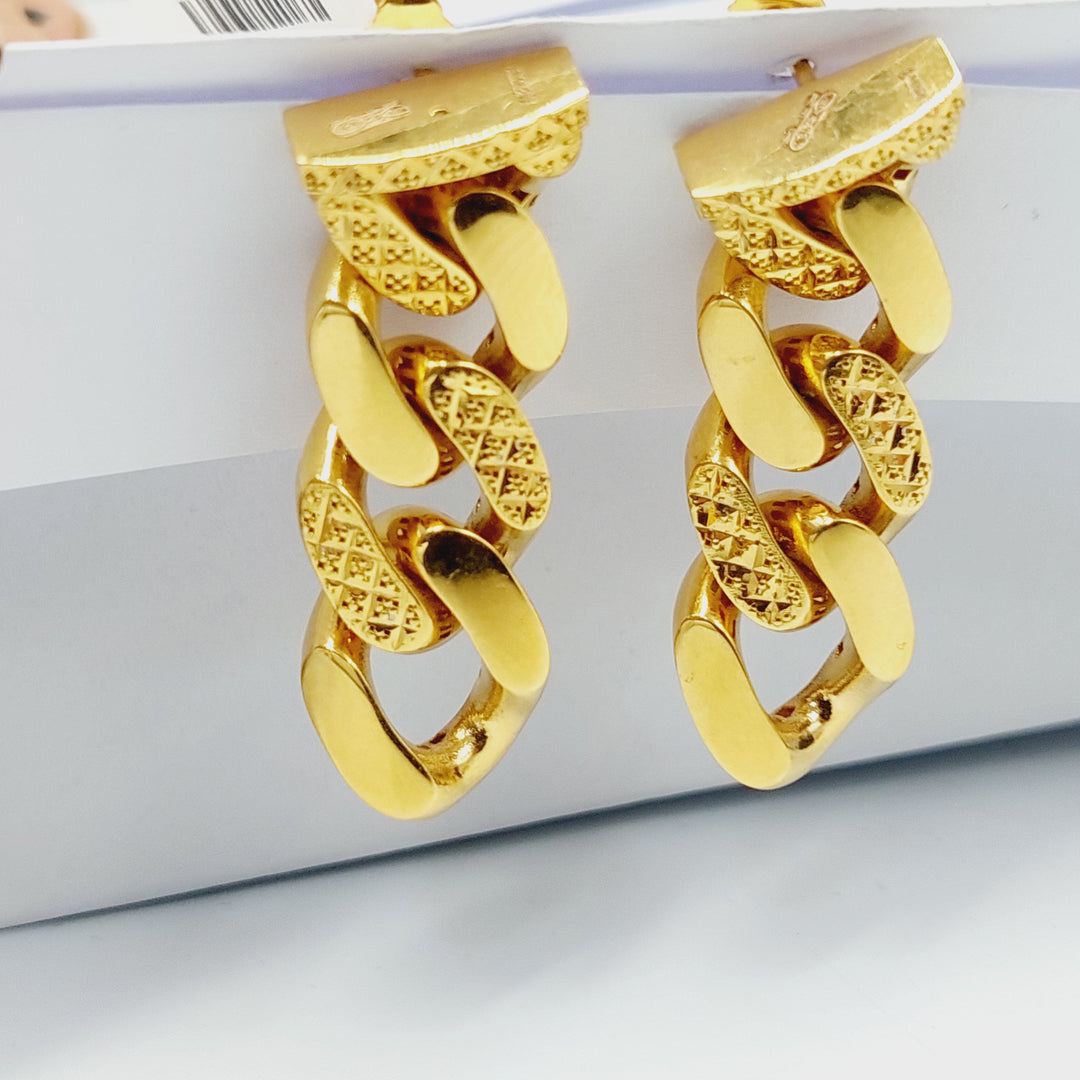 21K Gold Deluxe Cuban Links Earrings by Saeed Jewelry - Image 1