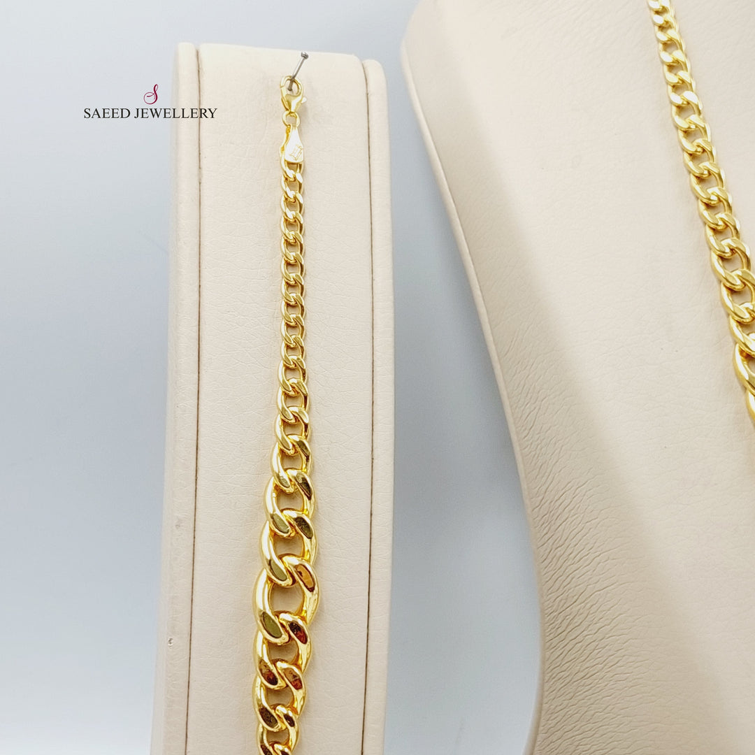 Deluxe Cuban Links Set  Made Of 21K Yellow Gold Ring Size: <strong> 19 JP/CN | 9.5 US/CA</strong><br>Bracelet Length: <strong> 19cm</strong><br><br> by Saeed Jewelry-30279
