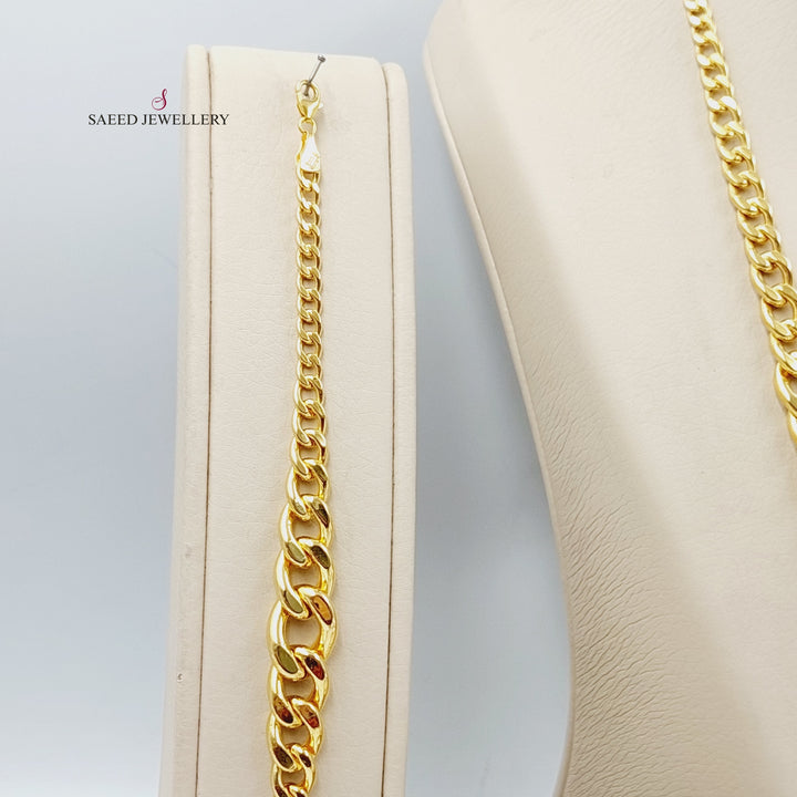 Deluxe Cuban Links Set  Made Of 21K Yellow Gold Ring Size: <strong> 19 JP/CN | 9.5 US/CA</strong><br>Bracelet Length: <strong> 19cm</strong><br><br> by Saeed Jewelry-30279