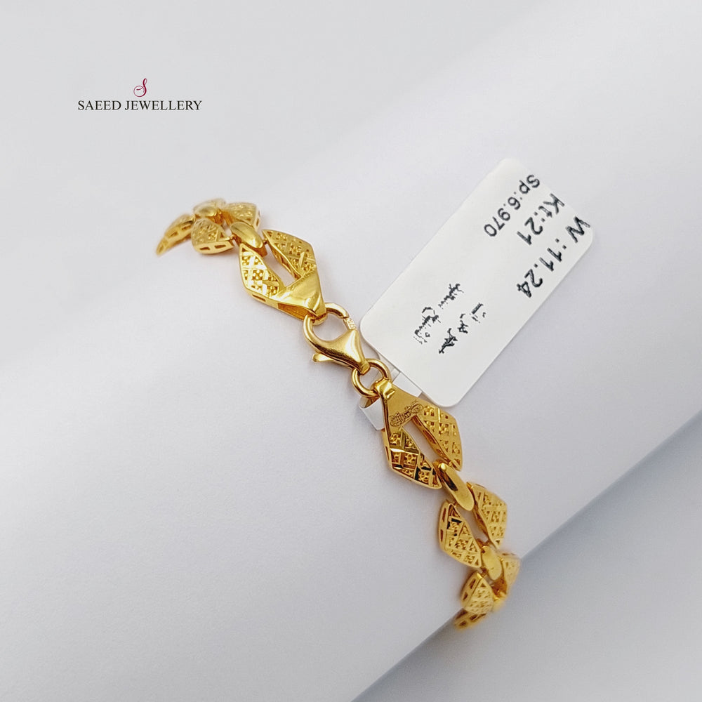 21K Gold Deluxe Engraved Bracelet by Saeed Jewelry - Image 2