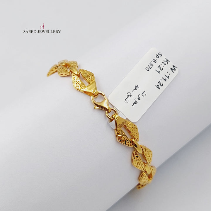 Deluxe Engraved Bracelet  Made Of 21K Yellow Gold by Saeed Jewelry-30298