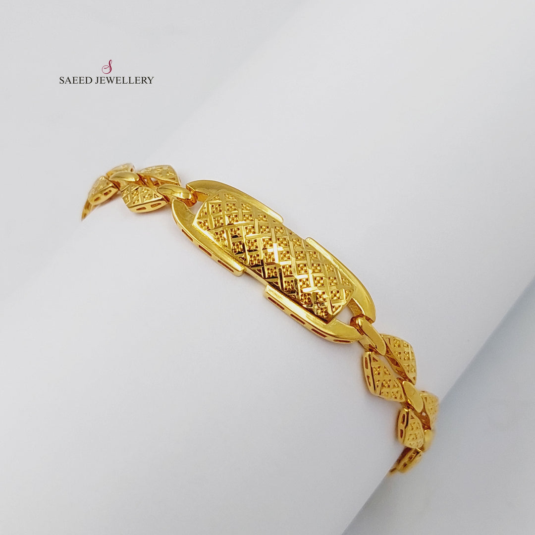 Deluxe Engraved Bracelet  Made Of 21K Yellow Gold by Saeed Jewelry-30298
