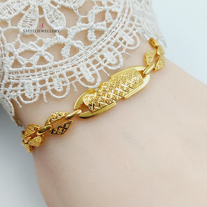 Deluxe Engraved Bracelet  Made Of 21K Yellow Gold by Saeed Jewelry-30298