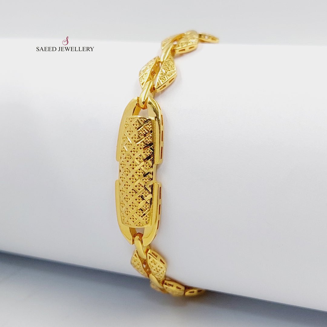 21K Gold Deluxe Engraved Bracelet by Saeed Jewelry - Image 1